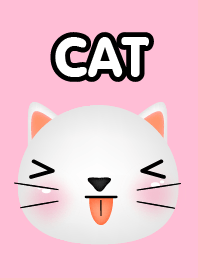 Simple Emotions Face White Cat Theme