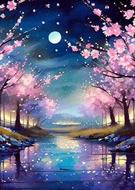 Beautiful night cherry blossoms#1468