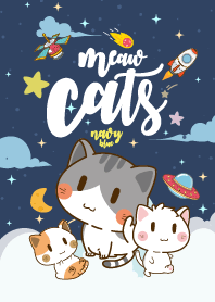 Cat Meaw Galaxy Navy Blue