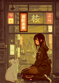 neon city Girl and Cat 5.3