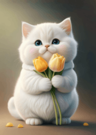 Cute Kitten and Flower V.6