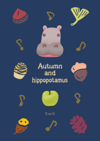 Autumn fruit and hippopotamus design02