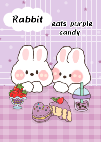 Rabbit eats purple candy