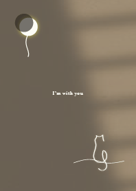 月と猫の線画　brown ver.