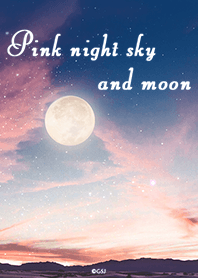 Pink night sky and moon from Japan