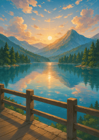Misty Mountain Lake Dawn Calm