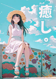 아름다운일러스트-바람과 해변의 소녀1.2