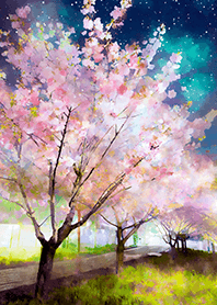 Beautiful night cherry blossoms#2705