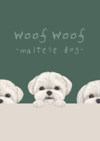 Woof Woof -Maltese dog- DUSTY DARK GREEN