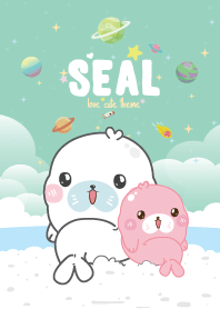 แมวน้ำอุ๋งๆ ริมทะเล สีเขียว