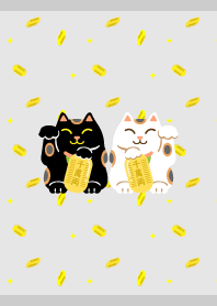 Cat brings happiness on gray