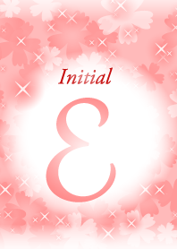 【E】イニシャル❤️お花-赤-