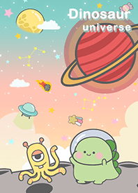 浩瀚宇宙-恐龍與外星人-月球-浪漫漸層綠色