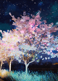 Beautiful night cherry blossoms#1749