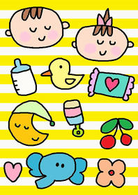(BABY BOY GIRL x yellow border )