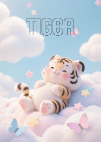 cute Tiger In Sky Theme