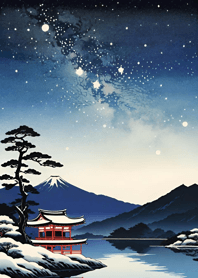 浮世絵 山海桜、月 7826D4