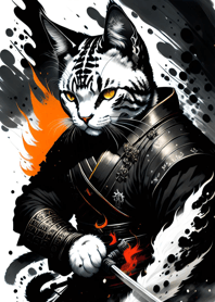 Ink wash cat samurai 619237