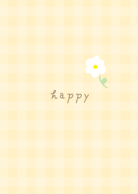 Plaid pattern single white flower18 J