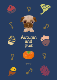 Autumn fruit and pug design02