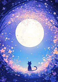 ⭐紫花秘境盡頭賞月的黑貓❤️