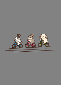 自転車に乗ったウサギ-グレー