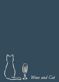 Wine and Cat -navy-