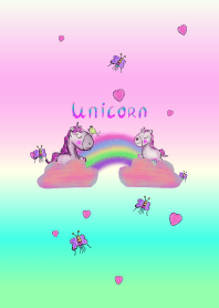 Unicorn kid and rainbow