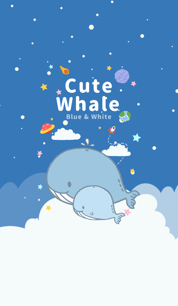 misty cat-Cute whale Galaxy blue sky