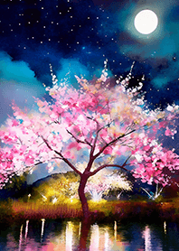 Beautiful night cherry blossoms#829