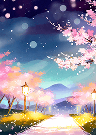 Beautiful night cherry blossoms#2930