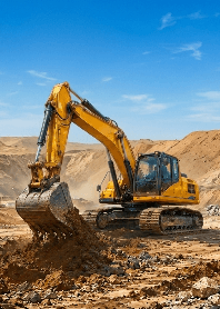 Realistic Excavator Working Vehicles