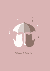 ネコと傘 / ピンクブラウン