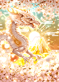 Cherry blossoms and white dragon