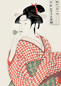 喜多川歌麿《ビードロを吹く娘》