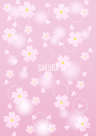 a shower of falling cherry blossoms.