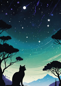 A cat gazing at the starry sky 4baFBA
