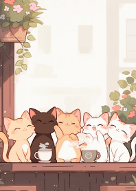 Cats drink coffee 3