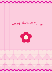 HAPPY CHECK&FLOWER ピンク