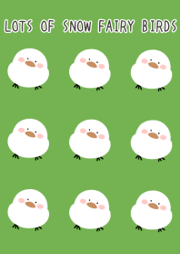 LOTS OF SNOW FAIRY BIRDS-GREEN-YELLOWj