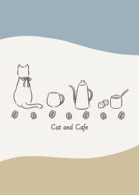 猫とカフェ -ブルーベージュ-