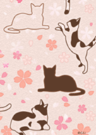 日本櫻花和貓