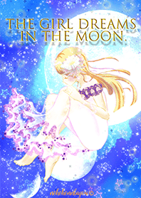 A garota sonha na lua.