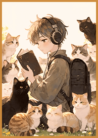 療癒生活貓咪朋友 男孩與貓9C 奶茶色