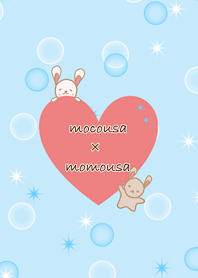Rabbit MOMO & MOKO - cute heart (blue)