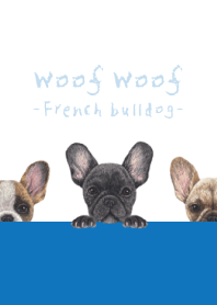 Woof Woof - French bulldog - WHITE/BLUE