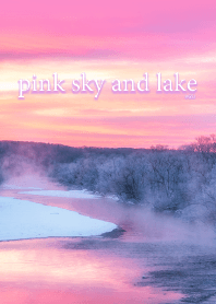 pink sky and lake from Japan