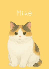 Chubby Calico Cat2 on light yellow