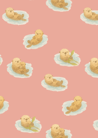 Cute sea otter2 on pink & blue