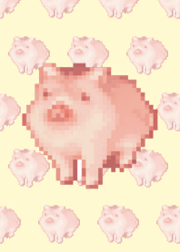 Pig Pattern Theme Pixel Yellow05